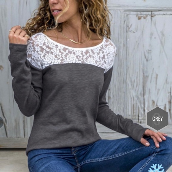 Tops - Lacy Long-sleeveTop,M,L,XL
